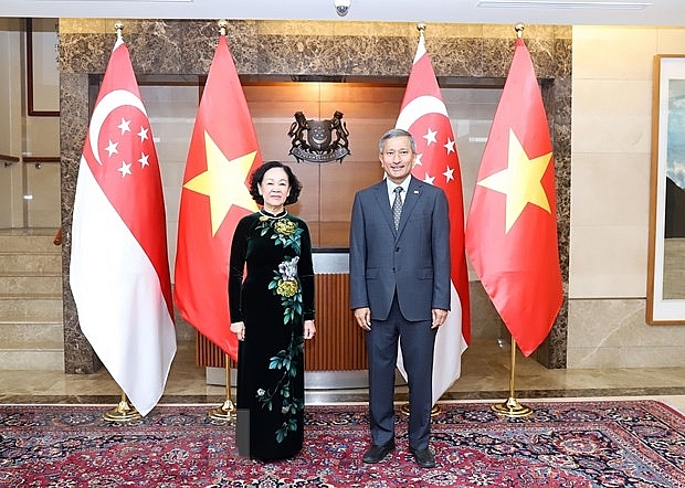 Trưởng Ban Tổ chức TW Trương Thị Mai thăm làm việc tại Singapore