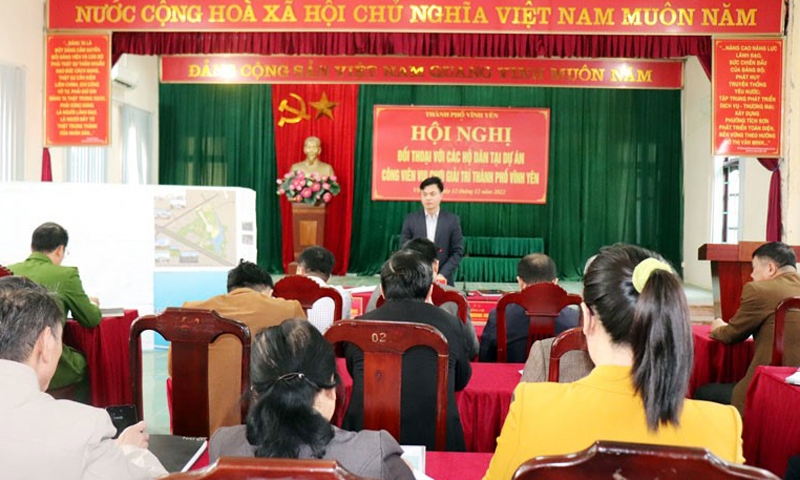Vĩnh Yên (Vĩnh Phúc): Đối thoại với các hộ dân Tích Sơn chưa nhận tiền bồi thường GPMB Dự án Công viên vui chơi giải trí