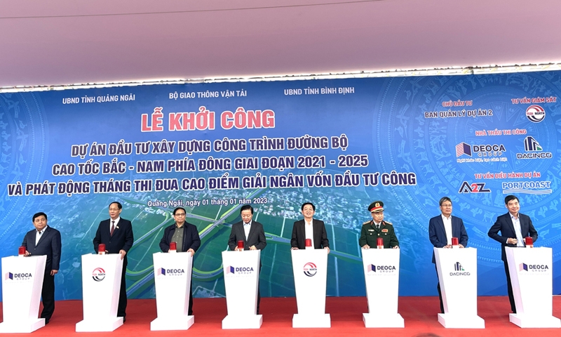 Khởi công dự án tuyến cao tốc Quảng Ngãi - Bình Định: Nhiều nhà thầu lớn tham gia thi công