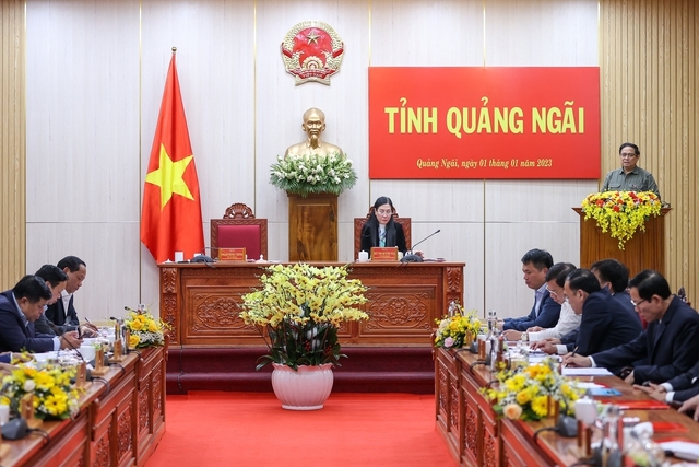 Thủ tướng Phạm Minh Chính làm việc với lãnh đạo chủ chốt tỉnh Quảng Ngãi