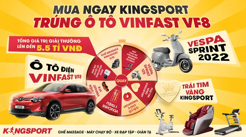Giải tỏa stress hiệu quả tại nhà với ghế massage của KingSport cùng cơ hội nhận ngay ô tô Vinfast VF8
