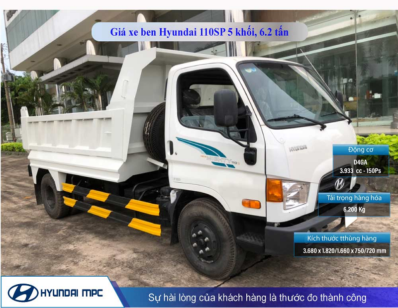 Xe ben thùng 5 khối Hyundai Mighty 110SP: Hiệu năng vận hành mạnh mẽ