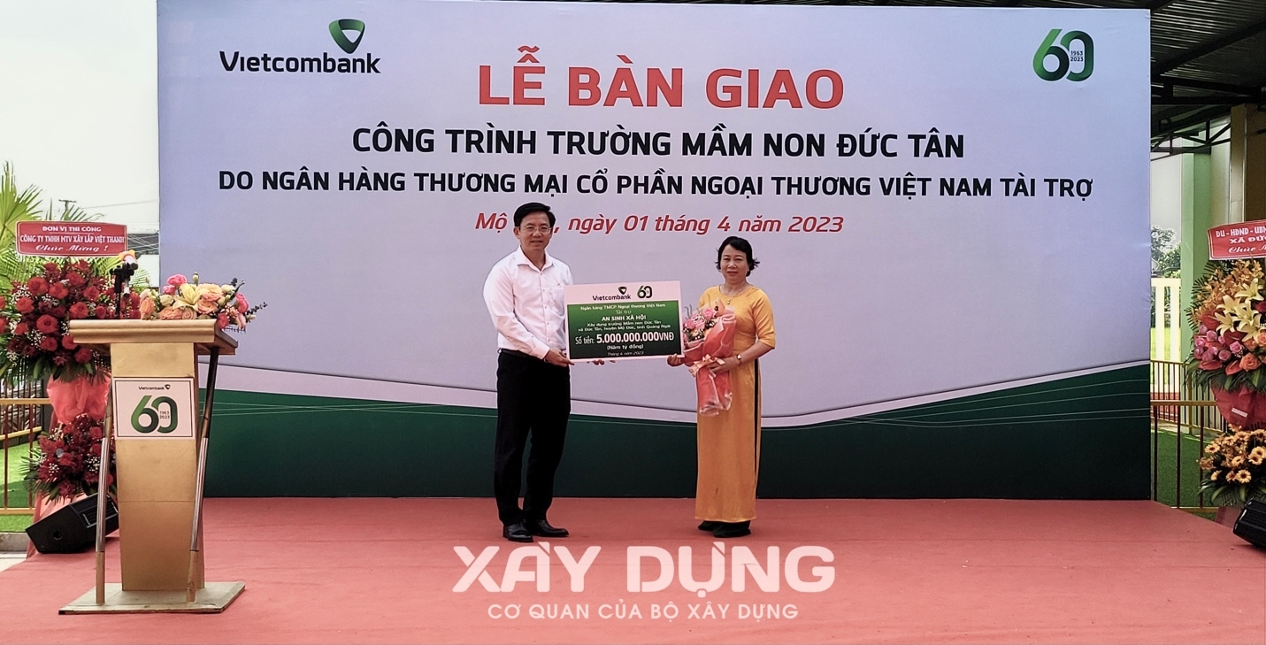 Vietcombank tài trợ 5 tỷ đồng xây dựng trường mầm non tại Quảng Ngãi