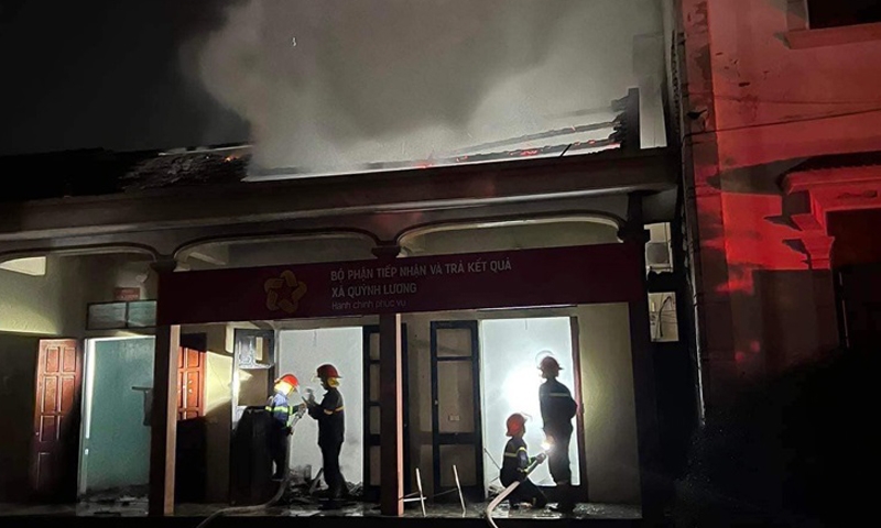 Quỳnh Lưu (Nghệ An): Cháy khu vực Bộ phận “một cửa” của xã Quỳnh Lương trong đêm, thiêu rụi nhiều tài liệu