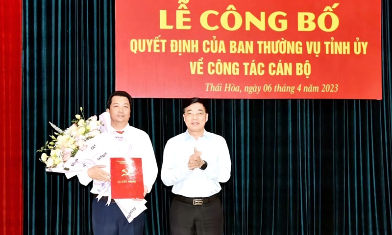 Nghệ An: Chỉ định Phó Giám đốc Sở Xây dựng giữ chức Phó Bí thư Thị ủy Thái Hòa