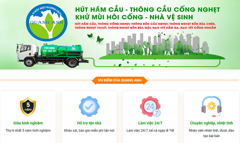 Dịch vụ hút hầm cầu tại Thành phố Hồ Chí Minh uy tín, chuyên nghiệp