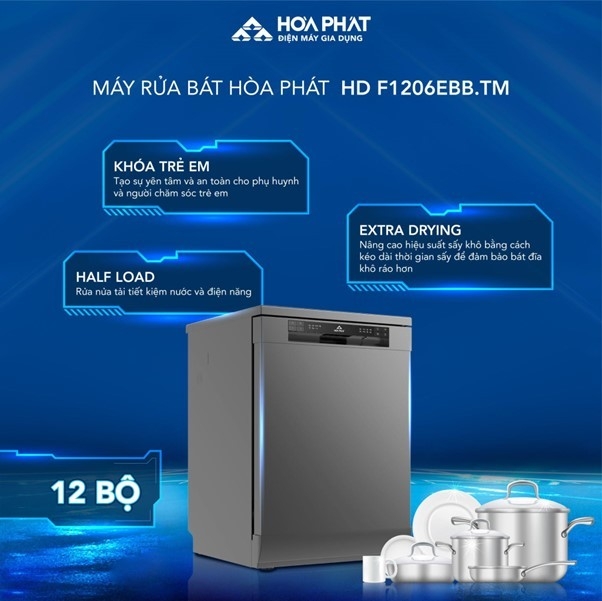Hòa Phát ra mắt bộ sưu tập máy rửa bát xuất xứ Thái Lan, tiết kiệm 85% lượng nước tiêu thụ