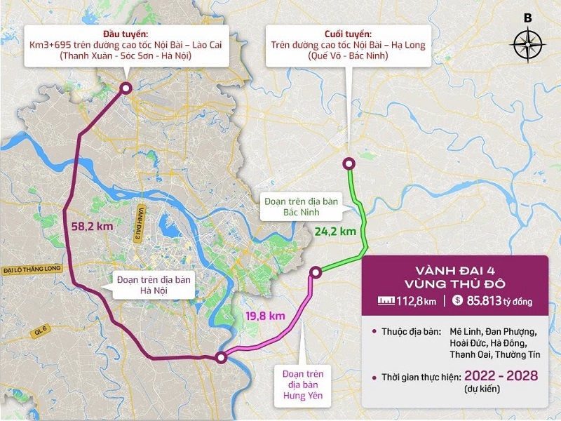 Đường Vành đai 4 sẵn sàng khởi công trước 30/6, dự án nào ở Mê Linh hưởng lợi trực tiếp?