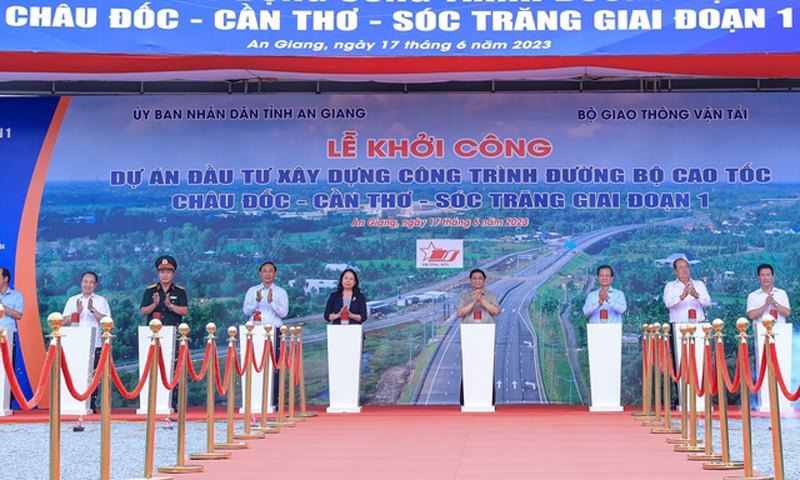 Khởi công xây dựng 188km thuộc Dự án cao tốc Châu Đốc - Cần Thơ - Sóc Trăng giai đoạn 1