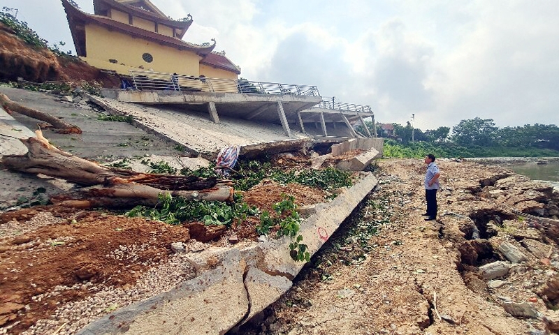 Vĩnh Phúc: Công trình kè sông Phó Đáy bị sập