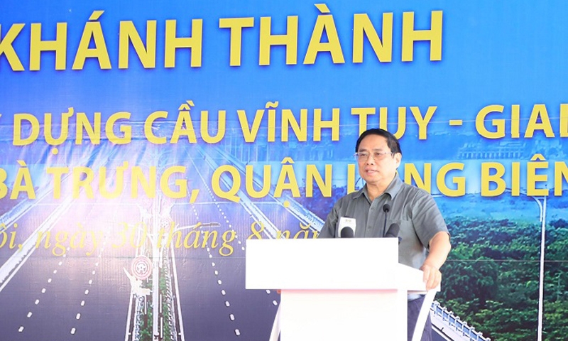Thủ tướng Phạm Minh Chính dự lễ khánh thành cầu Vĩnh Tuy giai đoạn 2