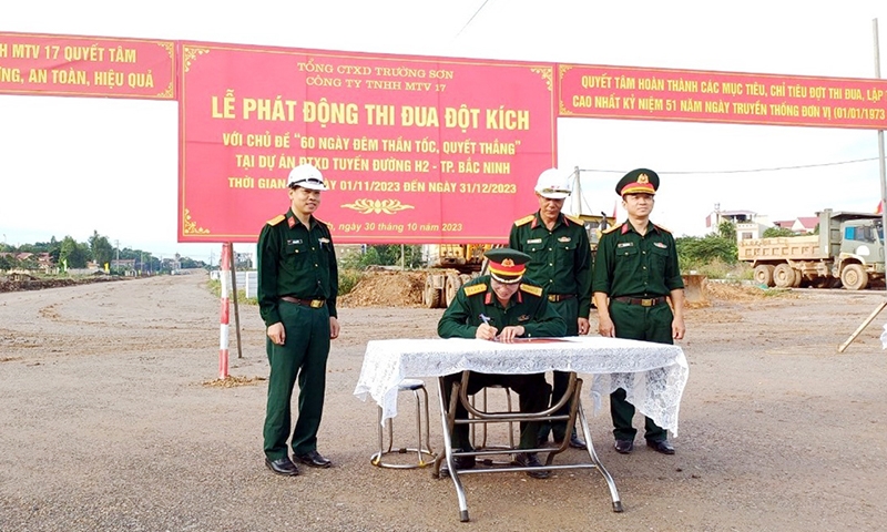 Thi đua trên công trường Dự án đầu tư xây dựng tuyến đường H2 – Thành phố Bắc Ninh