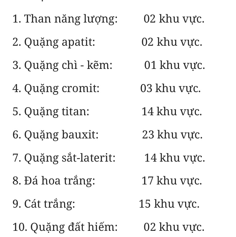 Phê duyệt khu vực dự trữ khoáng sản quốc gia