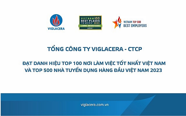 Viglacera đạt “Top 100 Nơi làm việc tốt nhất Việt Nam” và “Top 500 Nhà tuyển dụng hàng đầu Việt Nam” năm 2023