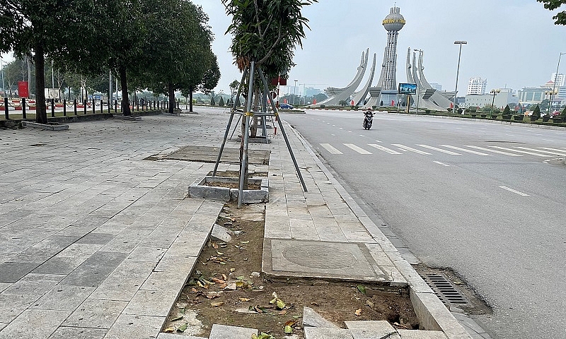 Thanh Hóa: Vỉa hè Đại lộ Nguyễn Hoàng bị bong tróc nham nhở