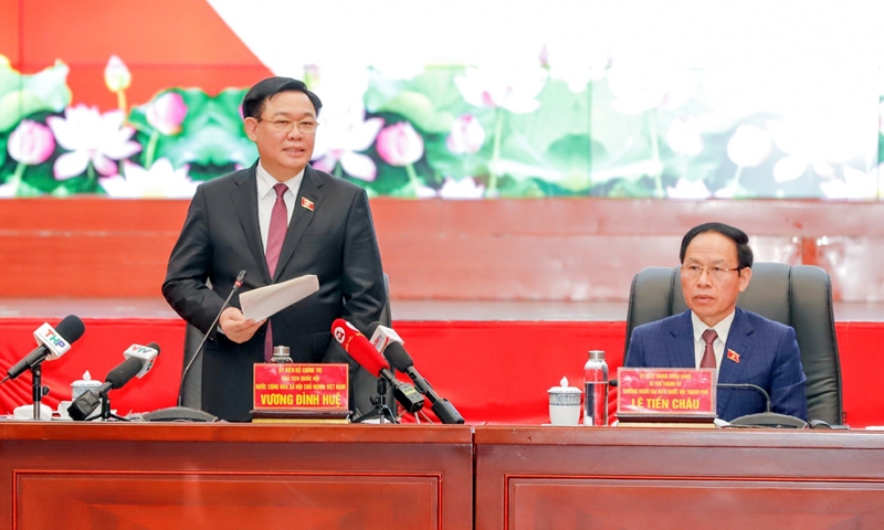 Chủ tịch Quốc hội Vương Đình Huệ làm việc với Ban Chấp hành Đảng bộ thành phố Hải Phòng