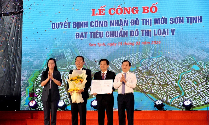 Quảng Ngãi: Công bố Quyết định công nhận đô thị mới Sơn Tịnh đạt tiêu chuẩn đô thị loại V