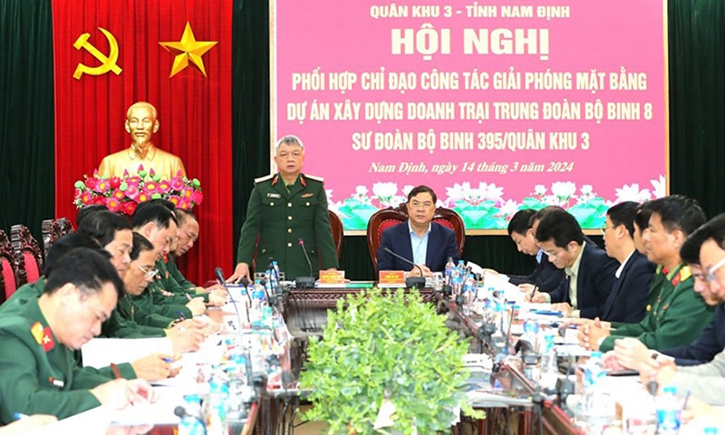 Nam Định làm việc với Đoàn công tác Quân khu 3 về GPMB xây dựng Doanh trại Trung đoàn bộ binh 8, Sư đoàn bộ binh 395