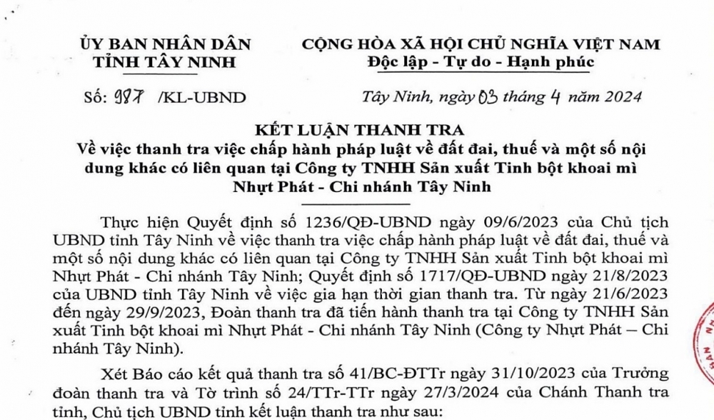 Tây Ninh: Hàng loạt vi phạm của Công ty Nhựt Phát