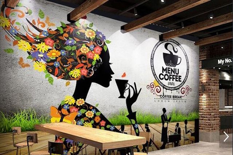 100 mẫu vẽ tranh tường quán cafe, trà sữa, trà chanh đẹp giá rẻ độc đáo hút khách