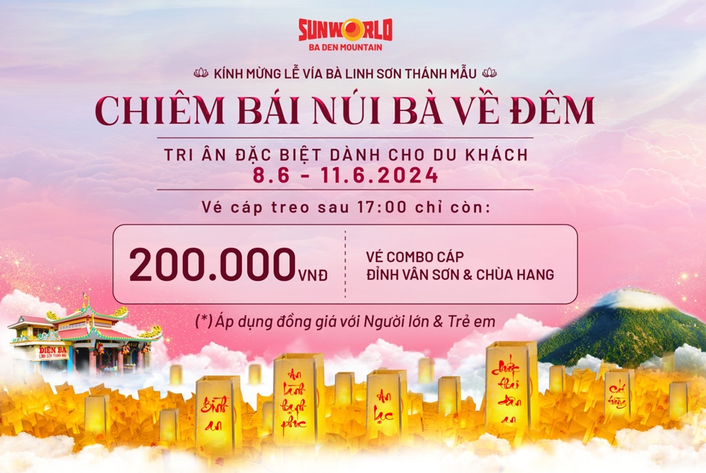 Chỉ 200.000 đồng, du khách có thể đi cáp treo lên núi Bà Đen tham dự lễ vía Bà và lễ dâng đăng kỷ lục