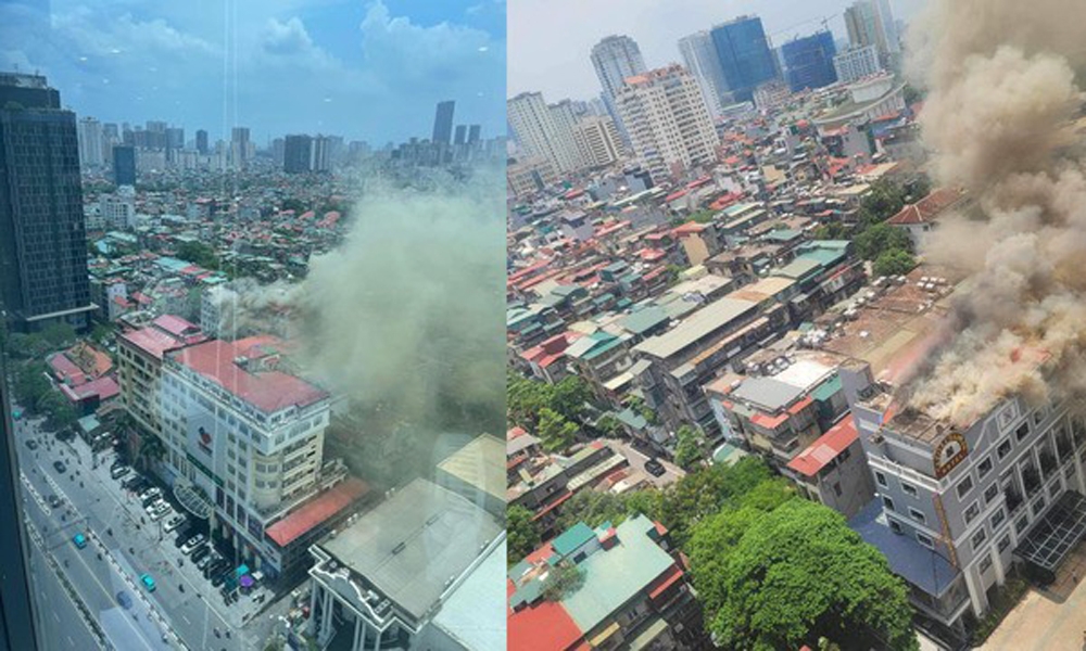 Hà Nội: Cháy tầng thượng khách sạn cao tầng, nhiều người tháo chạy