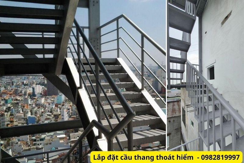Thiết kế thi công lắp đặt cầu thang thoát hiểm theo đúng tiêu chuẩn quy định PCCC