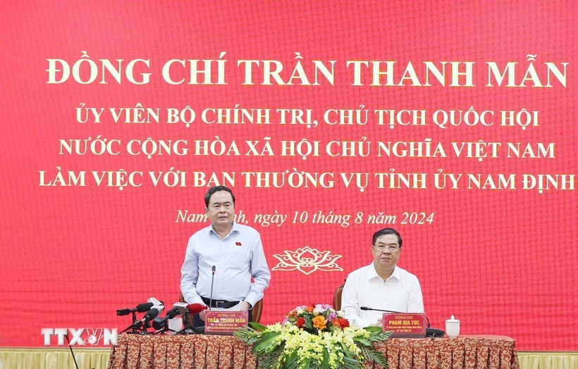 Chủ tịch Quốc hội Trần Thanh Mẫn làm việc với Ban Thường vụ Tỉnh ủy Nam Định