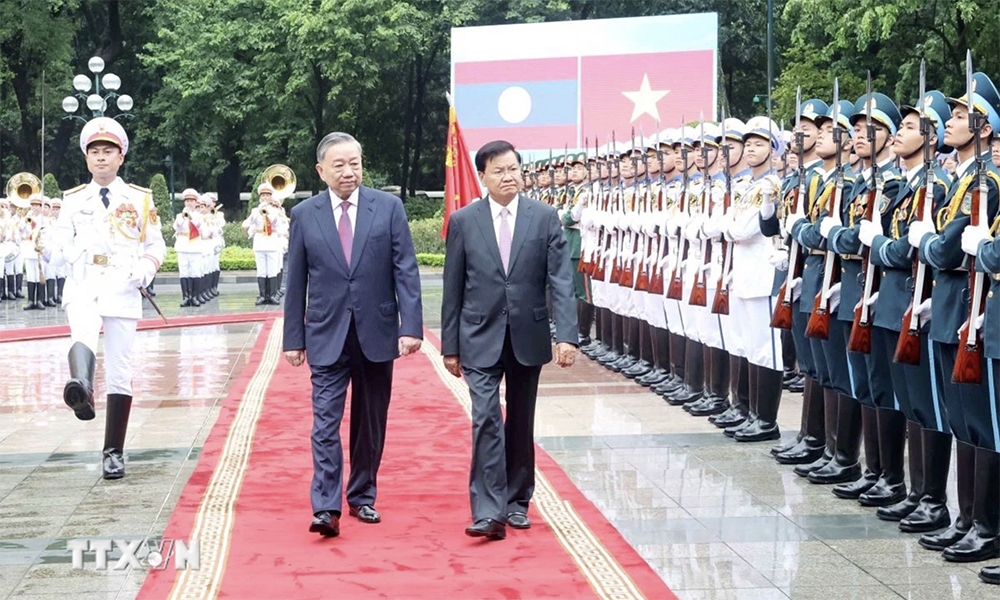 Tổng Bí thư, Chủ tịch nước Tô Lâm chủ trì Lễ đón Tổng Bí thư, Chủ tịch nước Lào