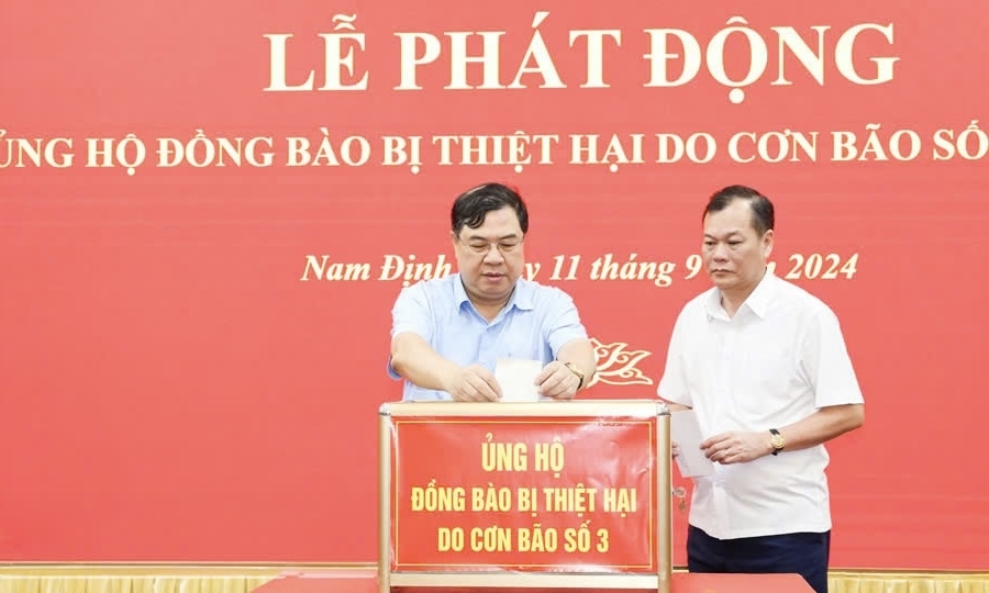 Nam Định: Tổ chức lễ phát động ủng hộ đồng bào bị thiệt hại do cơn bão số 3