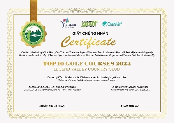 Legend Valley Country Club - Top 10 sân golf tốt nhất Việt Nam 2024