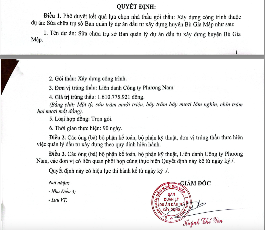 Bù Gia Mập (Bình Phước): Dự án sửa chữa xong mới tổ chức đấu thầu gây nhiều tranh cãi