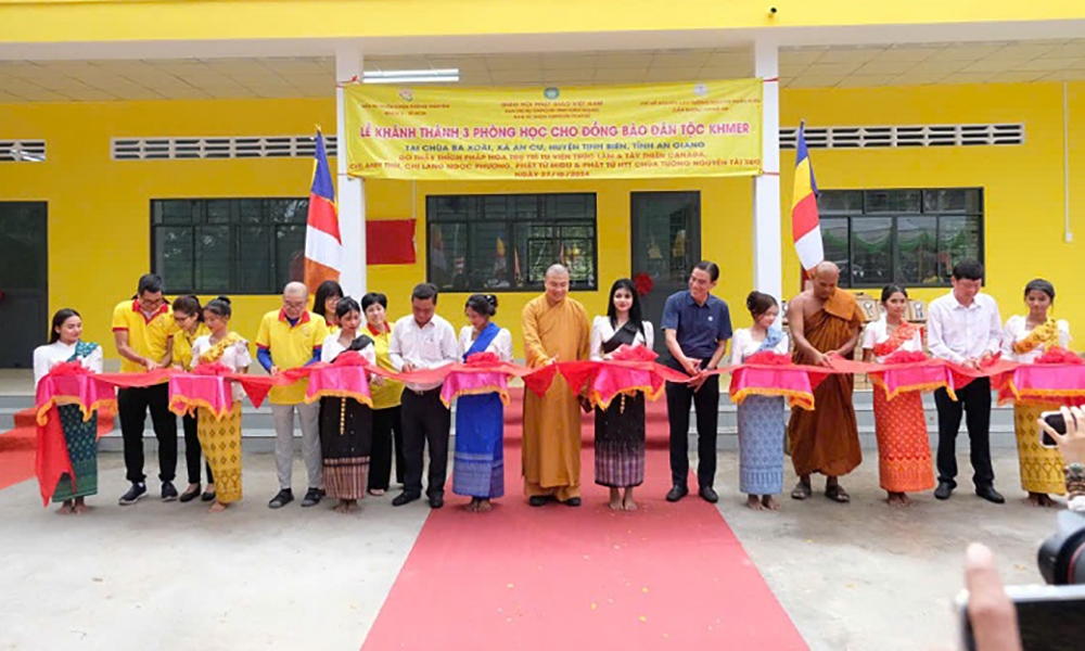 Tịnh Biên (An Giang): Khánh thành 3 phòng học cho học sinh đồng bào dân tộc Khmer tại xã An Cư