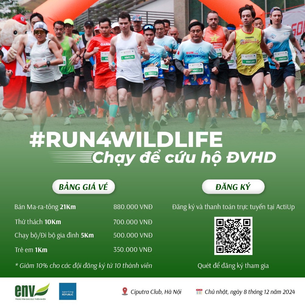 Giải chạy “Song Hong Half Marathon 2024” - #Run4WildlifeHN lan tỏa sứ mệnh cùng chung tay cứu hộ động vật hoang dã