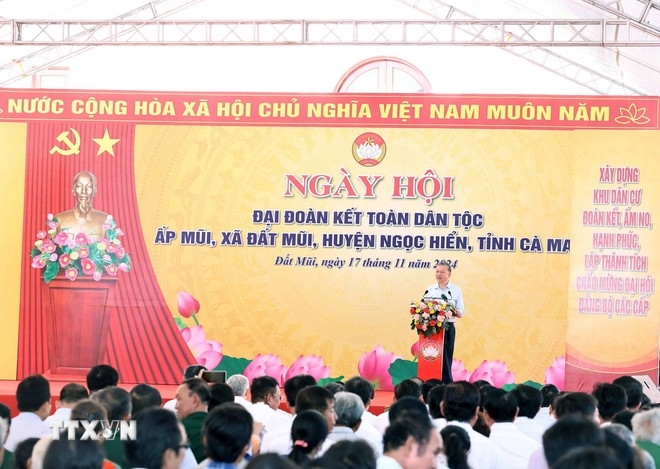 Tổng Bí thư Tô Lâm dự Ngày hội Đại đoàn kết toàn dân tộc tại ấp Mũi của Cà Mau