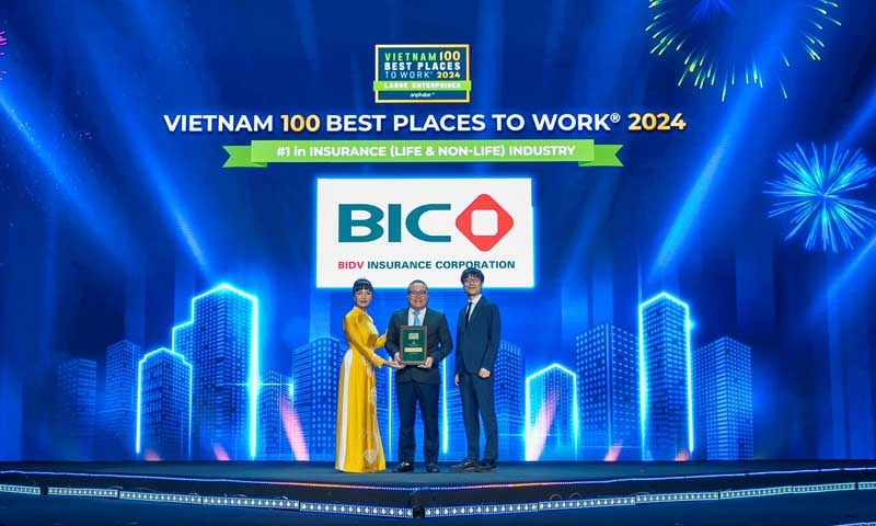 BIC được vinh danh Top 1 nơi làm việc tốt nhất ngành bảo hiểm Việt Nam khối doanh nghiệp lớn