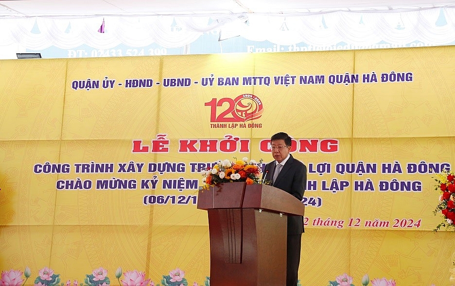 Hà Nội: Khởi công và gắn biển công trình chào mừng 120 năm thành lập quận Hà Đông