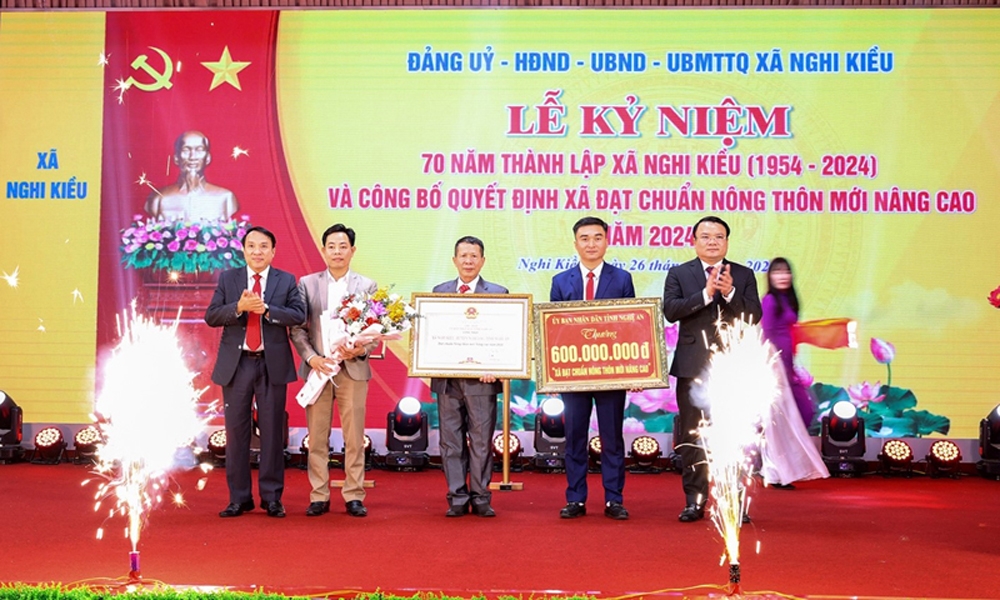 Nghi Lộc (Nghệ An): Xã Nghi Kiều đón Bằng công nhận xã đạt chuẩn nông thôn mới nâng cao