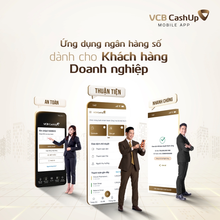 Vietcombank thông báo ra mắt VCB CashUp Mobile dành cho khách hàng doanh nghiệp