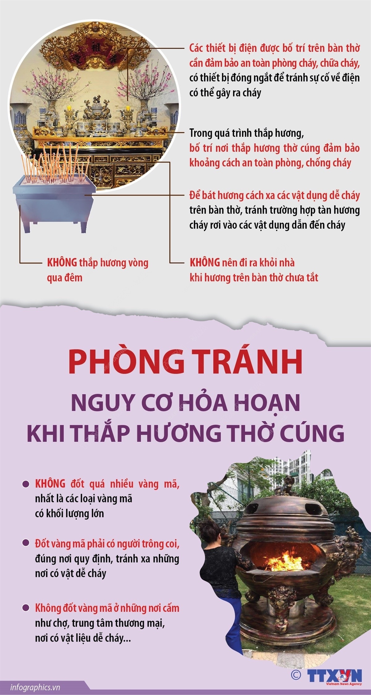 Phòng tránh nguy cơ hỏa hoạn khi thắp hương thờ cúng