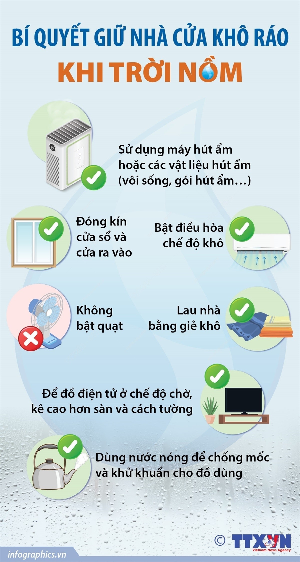 Bí quyết giữ nhà cửa khô ráo khi trời nồm ẩm