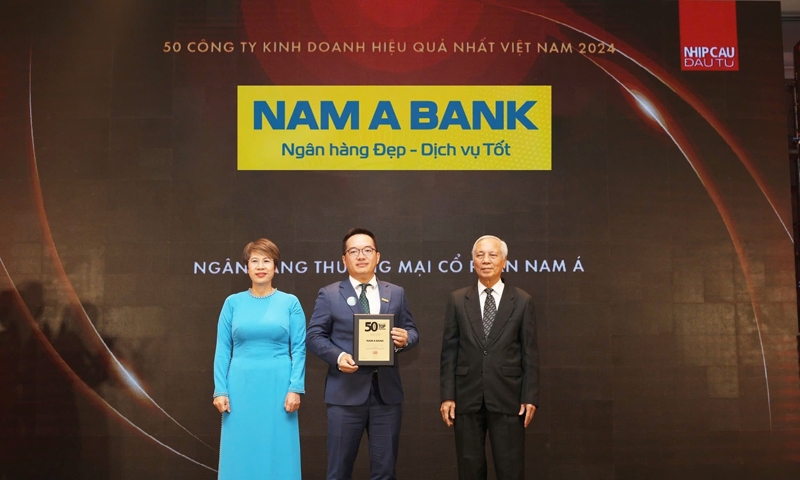 Nam A Bank - Top 50 công ty kinh doanh hiệu quả nhất Việt Nam năm 2024