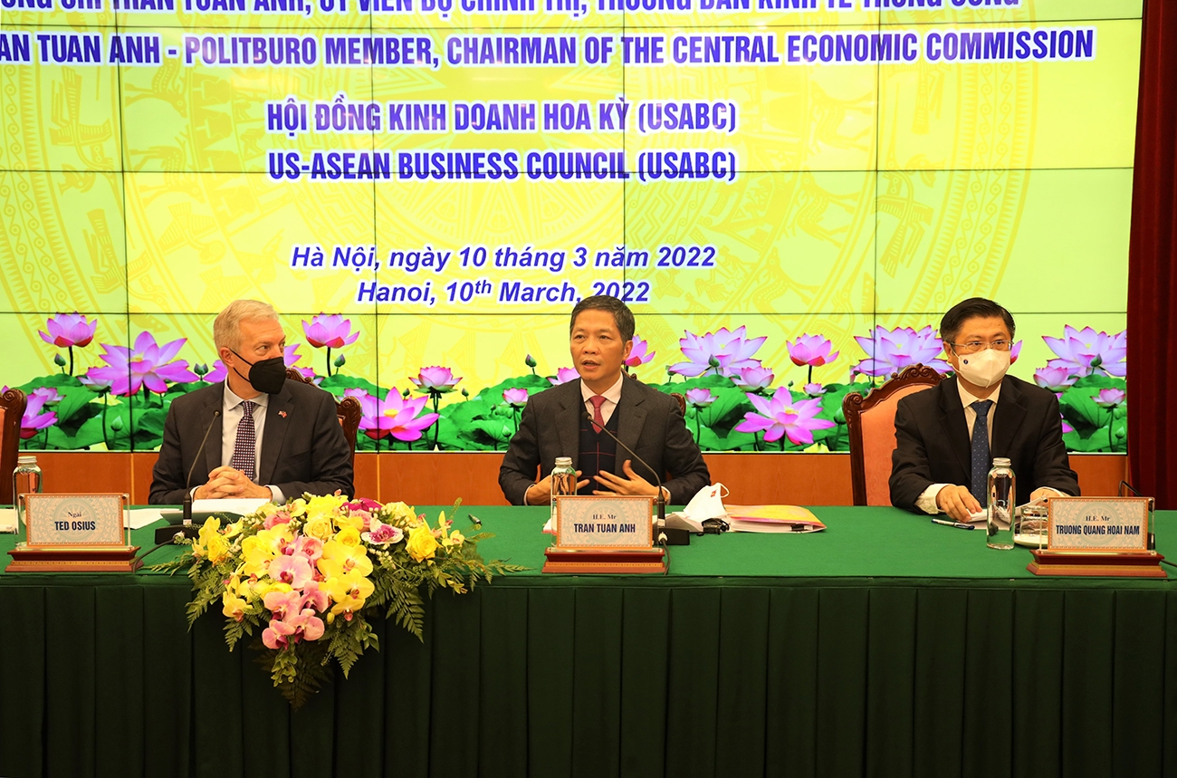 Trưởng Ban Kinh tế Trung ương làm việc cùng Hội đồng Kinh doanh Hoa Kỳ - ASEAN: Tiếp tục thúc đẩy quan hệ đối tác toàn diện