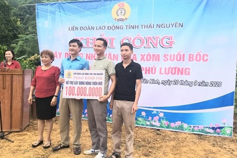 Thái Nguyên: Liên đoàn Lao động tỉnh hỗ trợ xây nhà văn hóa