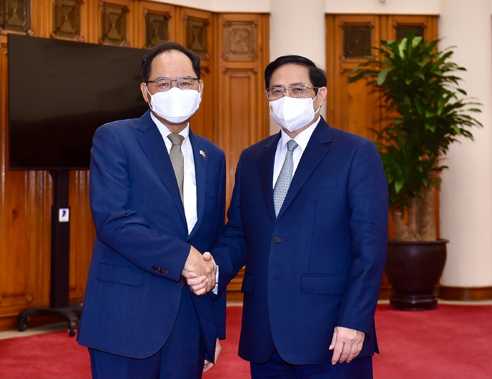 Thủ tướng Phạm Minh Chính tiếp Đại sứ Hàn Quốc Park Noh Wan