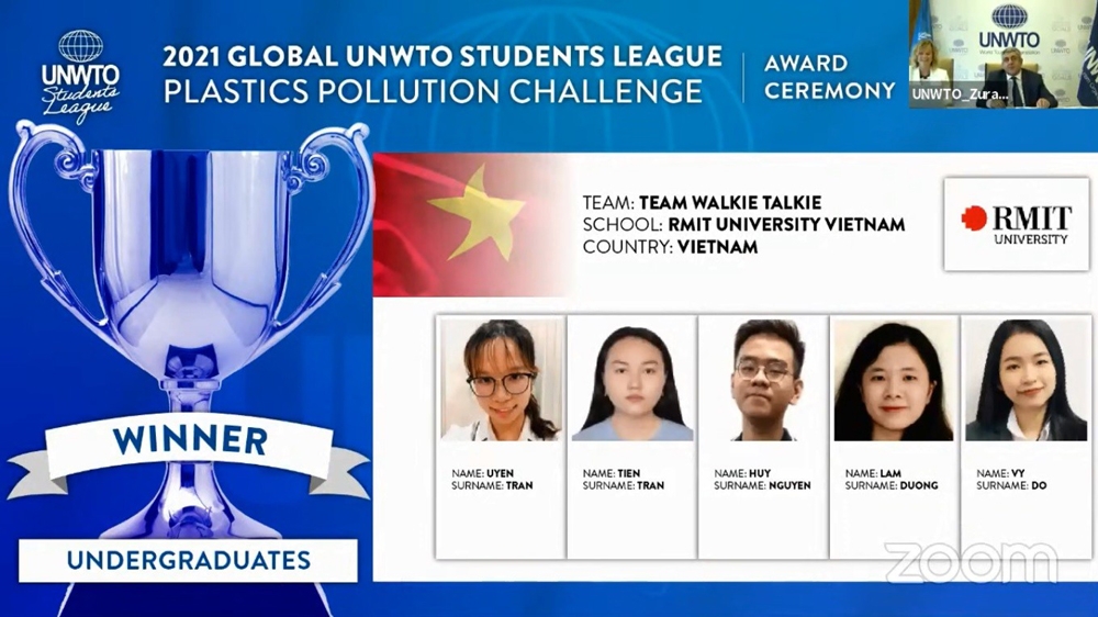 Sinh viên ngành Du lịch RMIT chiến thắng cuộc thi UNWTO Students’ League hạng mục Thách thức rác thải nhựa