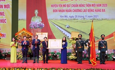 Phó Chủ tịch nước dự lễ công bố huyện Yên Mô đạt chuẩn nông thôn mới