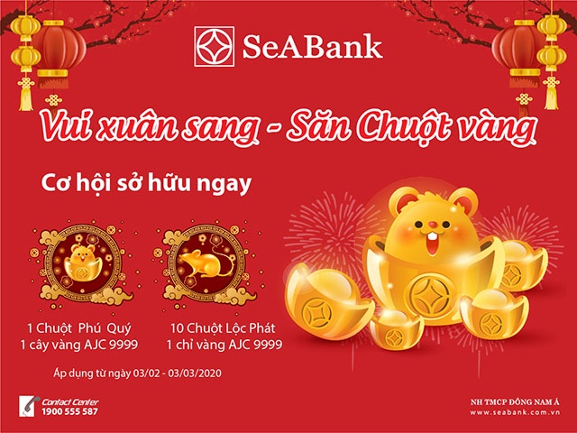 Dùng ngân hàng điện tử SeABank “Vui xuân sang - Săn chuột vàng”
