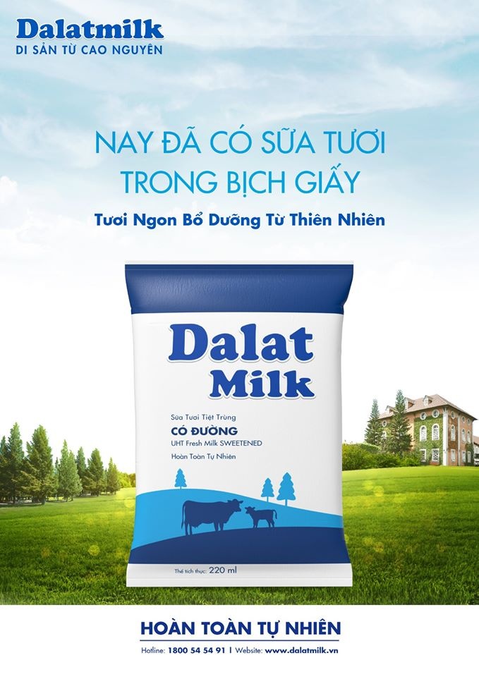 Dalatmilk ra mắt sữa tươi tiệt trùng trong bịch giấy hoàn toàn tự nhiên