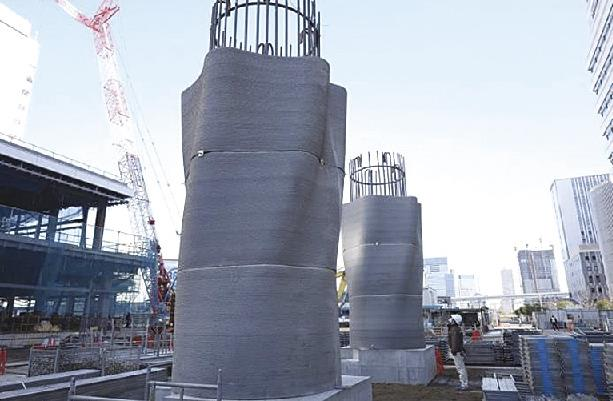 Japan applies 3D printed concrete molds to build twisted pillars